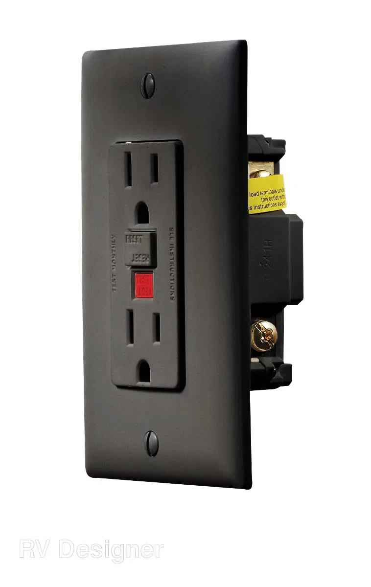 S807 – RV DESIGNER Receptacle, Use With 125 Volt AC Grounded Two-Wire Branch Circuits (15 Amp Or 20 Amp Overcurrent P...
